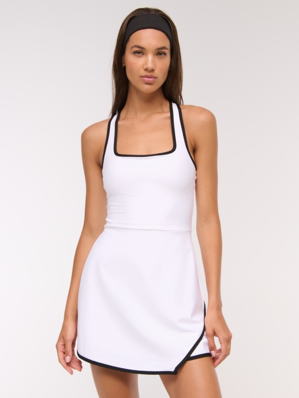 Abercrombie A&F YPB sculptLUX Cross-Back Mini Dress White Black Size XXS Petite